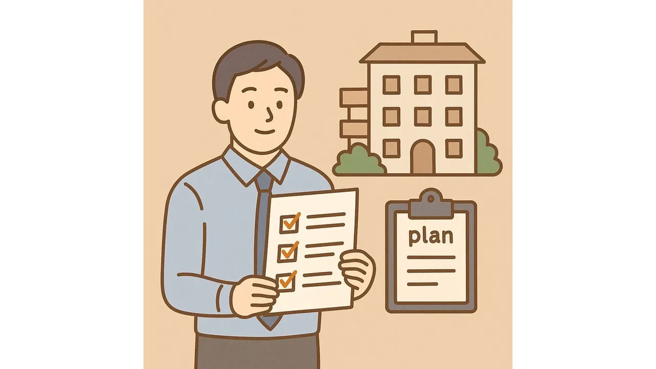 長期修繕計画をチェックする人のイラスト