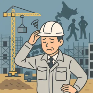 高齢化する建設現場のイラスト
