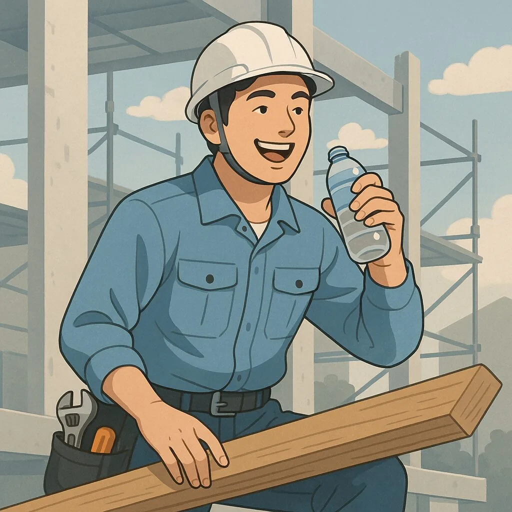 現場で働く若手作業員のイラスト