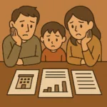 中古マンションの購入を考えている家族のイラスト