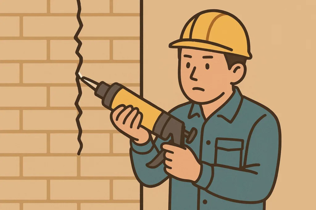 外壁補修をする人のイラスト