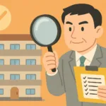 中古マンションの購入前に50項目チェックする人のイラスト