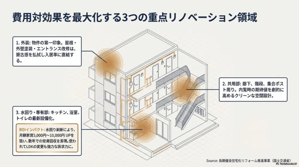 費用対効果を最大化する3つの重点リノベーション領域