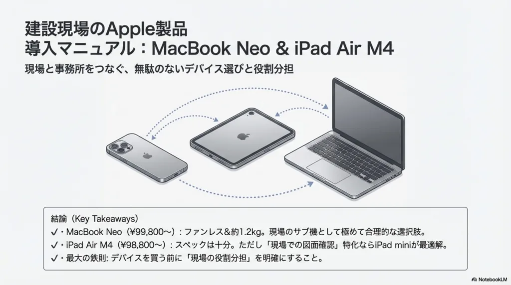 MacBook Neo・iPad Air M4は施工管理の現場で使える！？現場目線で整理してみた