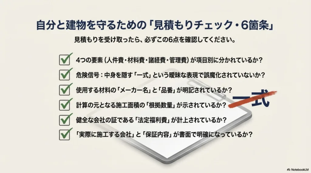 見積もりをもらったらチェックすること