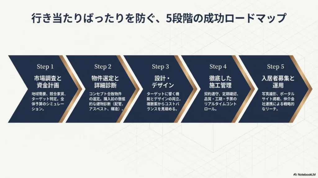 行き当たりばったりを防ぐ5段階の成功ロードマップ